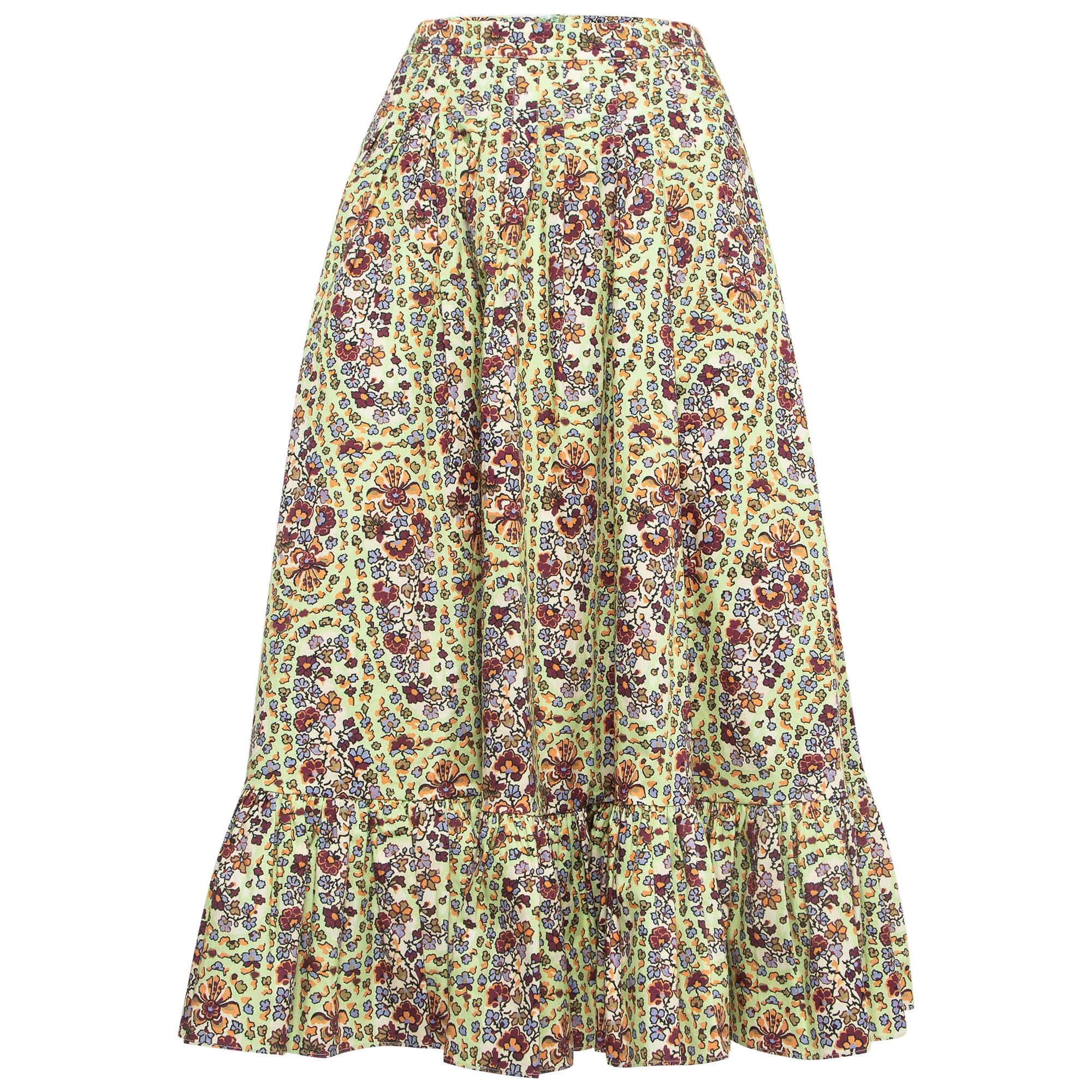 Etro - Gonna midi in cotone con stampa floreale multicolore - S