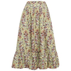 Etro jupe midi à volants en coton imprimé floral multicolore S
