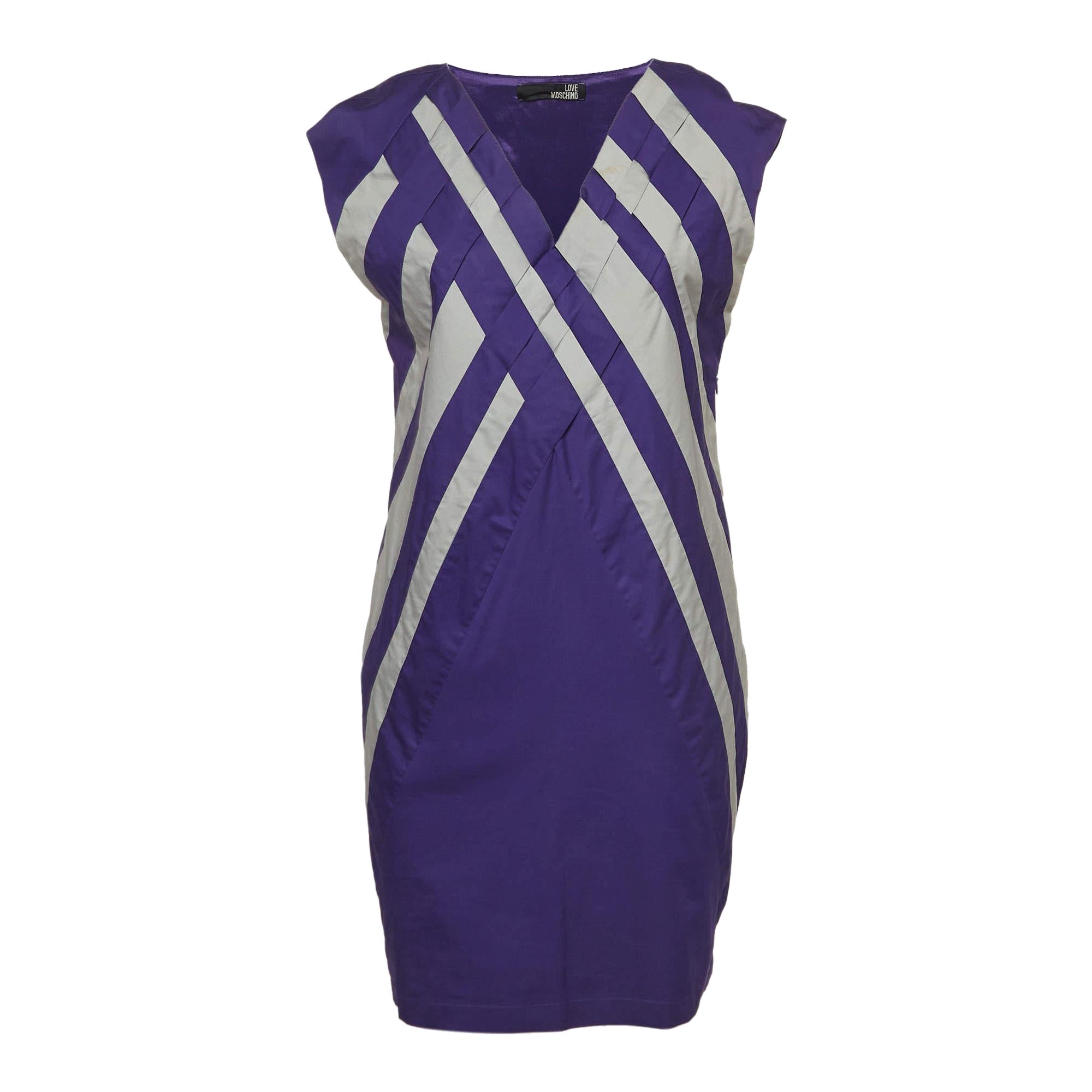 Love Moschino Purple Poplin Braided Detail Shift Dress M