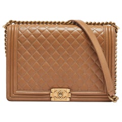 Chanel Brown Quilted Leather Large Boy Flap Bag