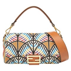 Fendi Multicolor Peacock Motif Beaded Baguette Bag