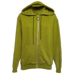 Sudadera con capucha y cremallera de algodón con estampado de flechas verdes Off-White XS