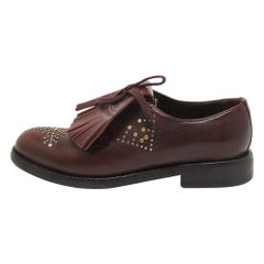 Burberry Burgundy Leather Studded Ampney Derby Size 37.5
