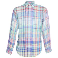 Ralph Lauren Camisa Abotonada de Lino a Cuadros Madrás Multicolor M