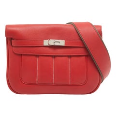 Hermes Rouge Tomate Swift Leather Palladium Finish Berline 28 Bag
