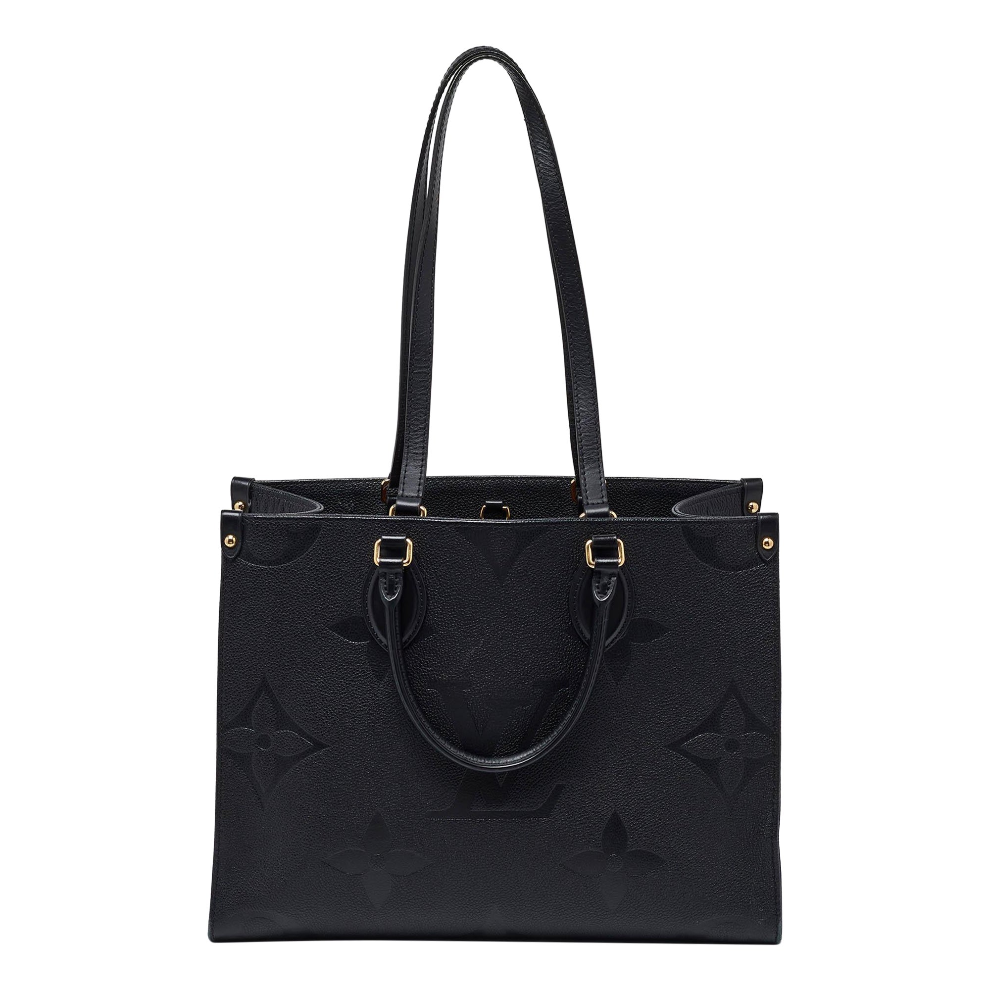 Louis Vuitton Black Monogram Giant Empreinte Leather Onthego MM Bag For Sale