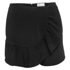 RED Valentino Schwarze Shorts aus Krepp mit gerafftem Detail S