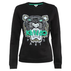 Kenzo Black Logo Tiger Embroidered Cotton Sweatshirt M