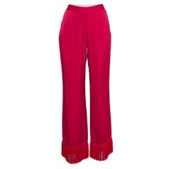 Pantaloni con dettaglio nappe in raso rosa Stella McCartney S