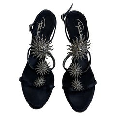 Vintage 2000er Roberto Cavalli Starburst Emaille Strass Heels Schuhe mit Absatz, Vintage