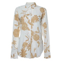 Etro White Floral Print Cotton Long Sleeve Shirt M