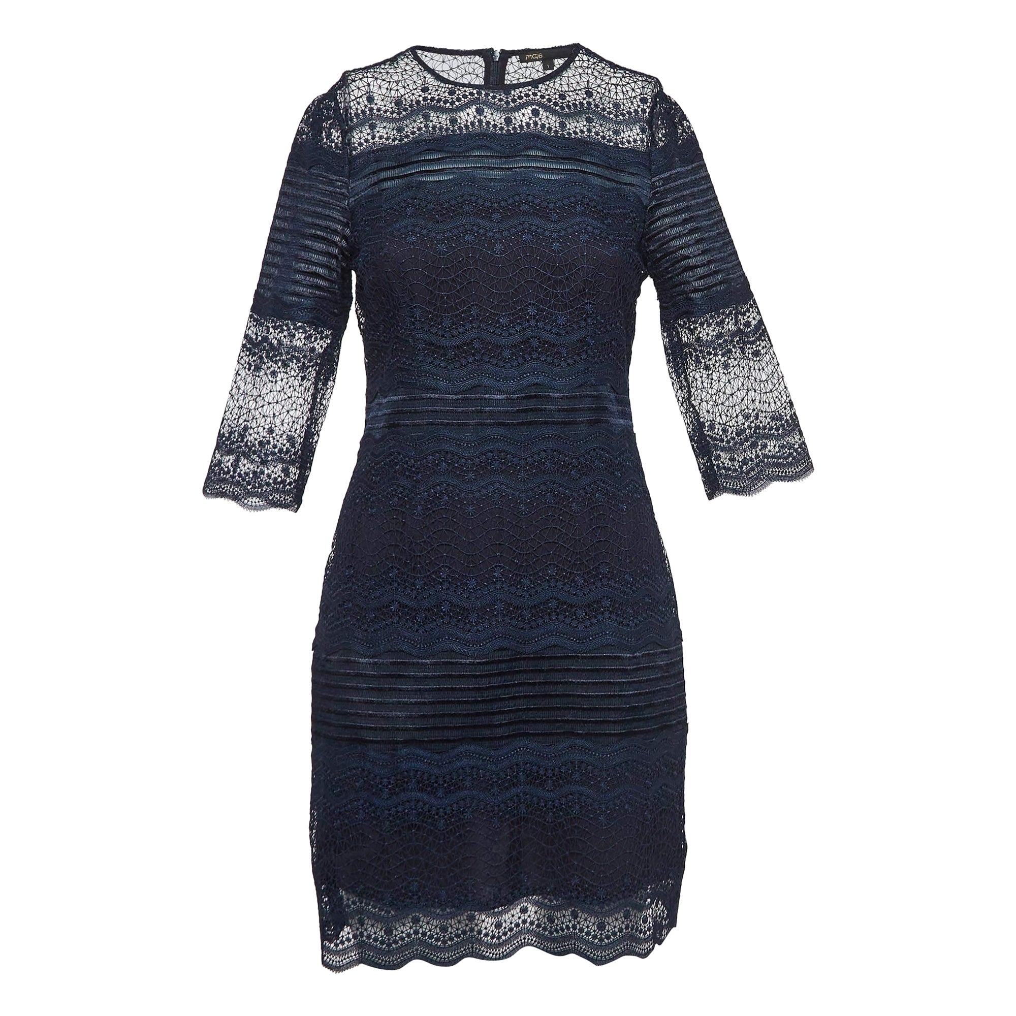 Maje Navy Lace Mini Dress S For Sale