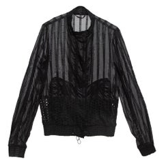 Roberto Cavalli Black Cotton Broderie Anglaise and Silk Jacket M