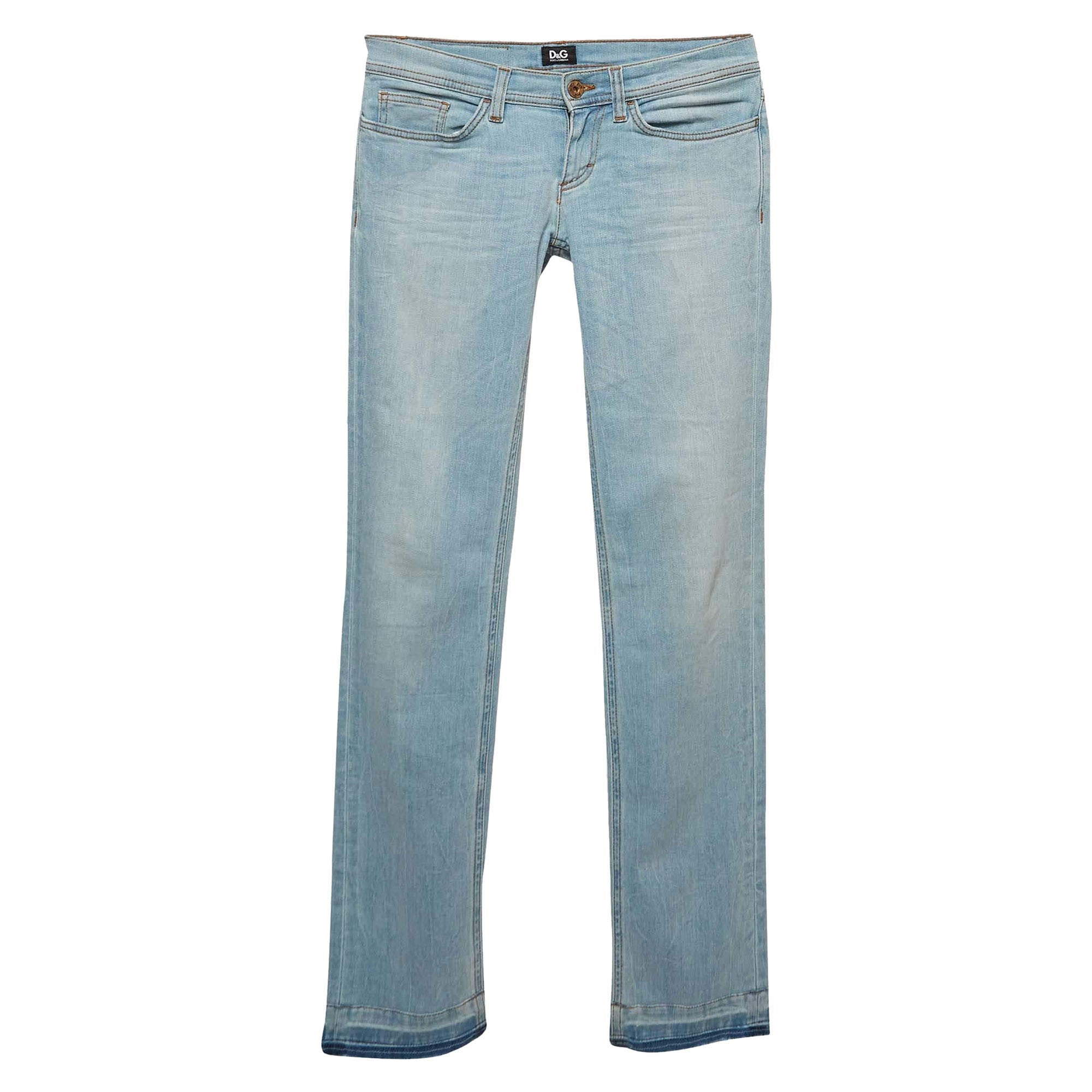 D&G Vaqueros lavados azules de cintura baja y corte ajustado S Cintura 25
