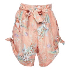 Zimmermann Short Anais Orange imprimé floral ancien en soie mélangée XL