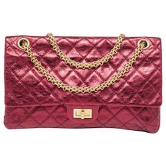 Chanel - Bourgogne métallisé - Cuir vieilli Classic 226 Reissue 2.55 - Sac à rabat