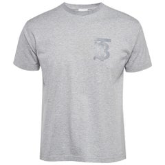 Burberry - T-shirt en maille de coton imprimé logo gris XXS