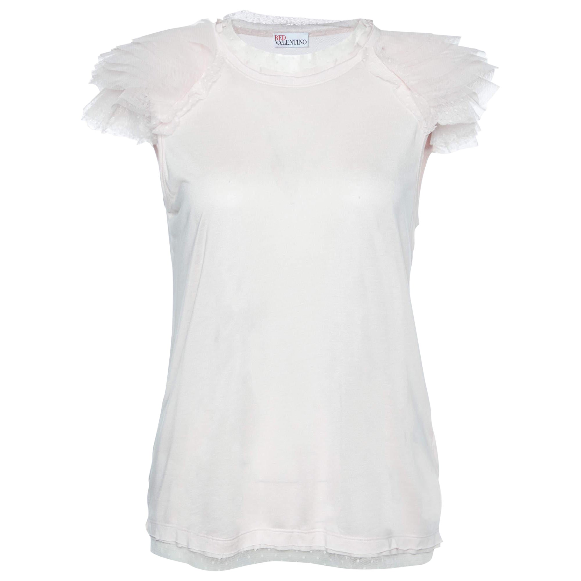 RED Valentino Maglietta in jersey con maniche in tulle rosa L.L.A.