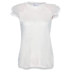 RED Valentino Pink Tulle Sleeve Jersey T-Shirt L
