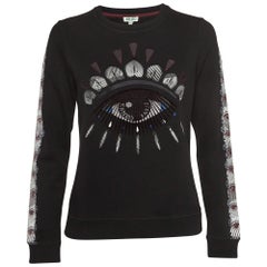 Kenzo Schwarz Evil Eye Sweatshirt aus bestickter und bedruckter Baumwollstrick mit Evil Eye M