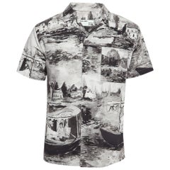 Off-White Camisa abotonada de algodón estampado gris XS