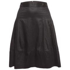 Sportmax Black Cotton Pleated Knee Length Skirt M