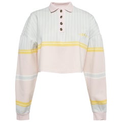 Balmain Multicolor Printed Crop Polo T-Shirt XS