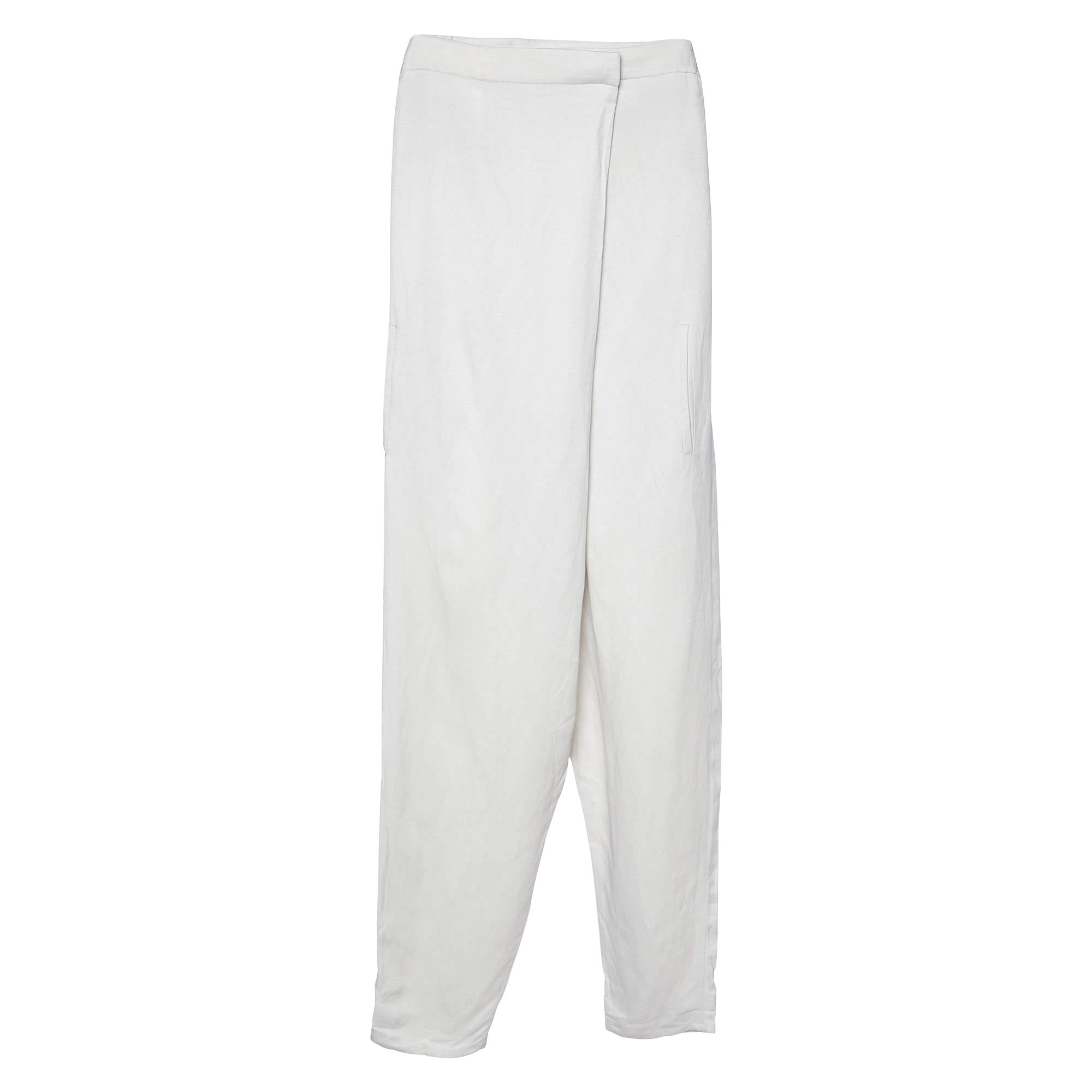 Pantalon portefeuille Stella McCartney en lin mélangé beige, taille S