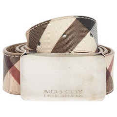 Burberry Beige Supernova Check Coated Canvas Buckle Belt 100 CM