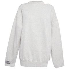 Vetements Felpa a spalla aperta in maglia di cotone grigio XS