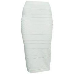 Elisabetta Franchi White Jacquard Knit Pencil Skirt M