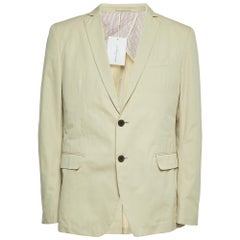 Salvatore Ferragamo Blazer monopetto in cotone beige XXL