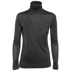 Loro Piana Chandail à col de tortue en tricot extensible gris S