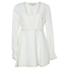 Stella McCartney Off White Embroidered Cotton Blend Tunic S