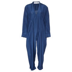 Victoria Victoria Beckham Tuta con scollo a V in seta e cotone blu navy M.