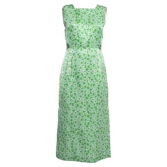 Sandro Verde Ashley Estampado Floral Vestido Midi Mezcla Lino S