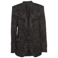 Dolce & Gabbana Black Jacquard Single Breasted Blazer XL