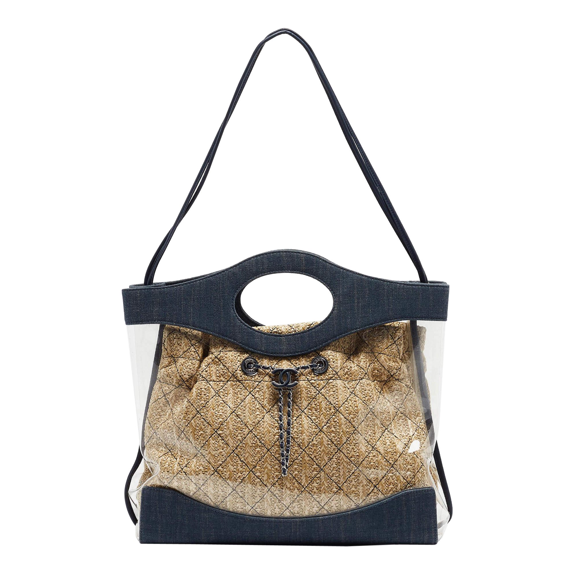 Bolsa de la compra Chanel azul marino de PVC y denim 31