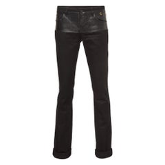 Gucci Pantaloni neri in cotone con finiture in pelle XS