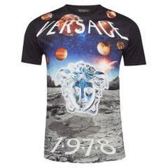 Versace Black Universe Medusa Printed Cotton Knit T-Shirt XS
