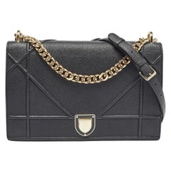 Dior Black Leather Large Diorama Flap Shoulder Bag