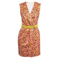 Elisabetta Franchi Mehrfarbiges Wickel-Minikleid aus Krepp mit detaillierter Taille M