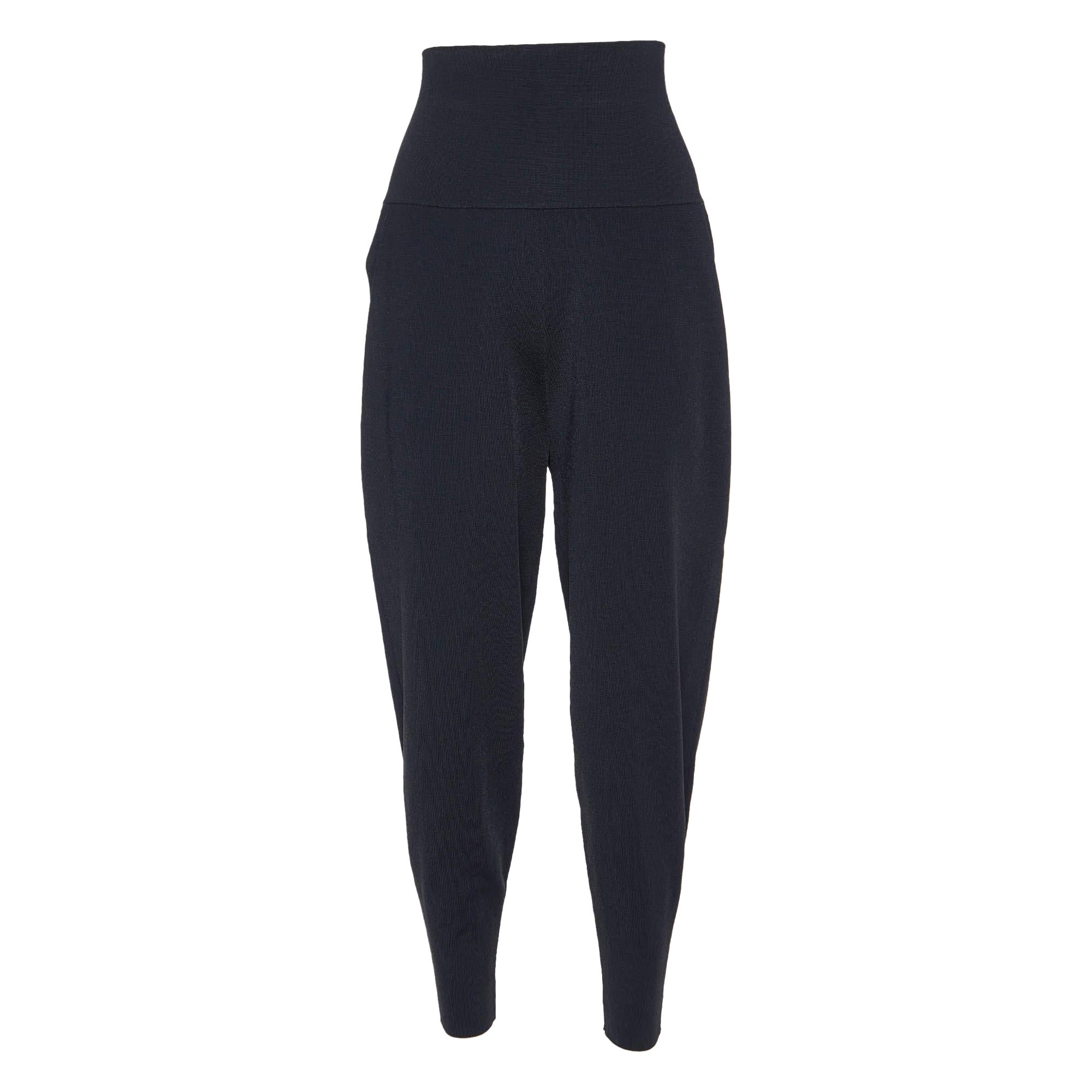 Stella McCartney - Pantaloni affusolati a vita alta in jersey nero M.