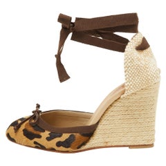 Christian Louboutin Leopard Calf Hair Carino Espadrille Wedge Sandals Size 39