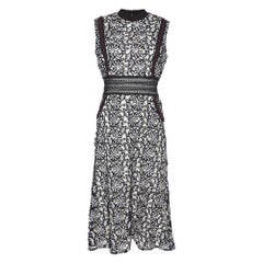 Self-Portrait Black/White Lace Sleeveless Midi Dress M