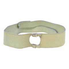 Marni Light Green Leather Adjustable Double Strap Wide Belt