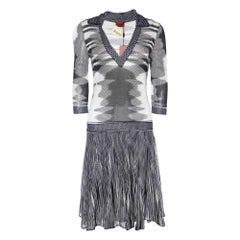 Missoni Black/White Patterned Jersey V Neck Short Dress M