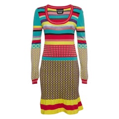 Boutique Moschino Patterned Lurex Knit Mini Dress M