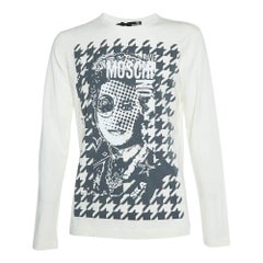 Love Moschino Ivory Printed Cotton Long Sleeve T-Shirt L