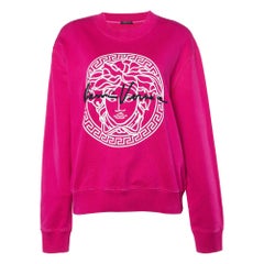 Versace Rosa besticktes Sweatshirt aus Baumwolle mit Medusa-Druck M